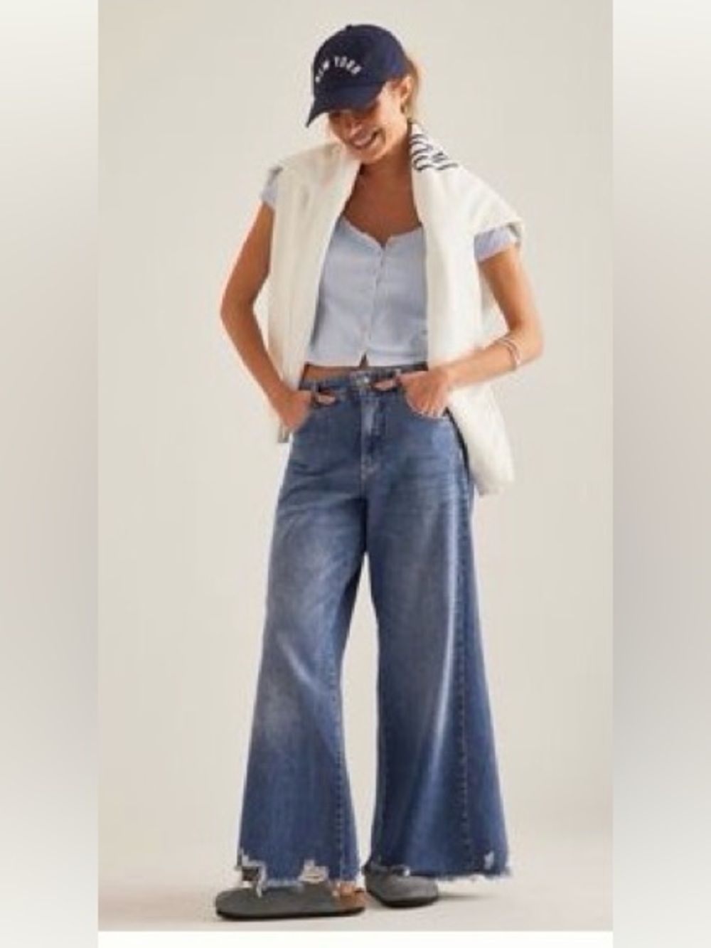 Anthropologie Pilcro Ella Wide Leg Distressed Blue Women’s Jeans - Picture 8 of 10
